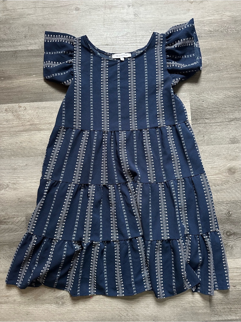 🌻 The Vanity Room Navy Floral Tiered Ruffle Babydoll Dress 🌻
